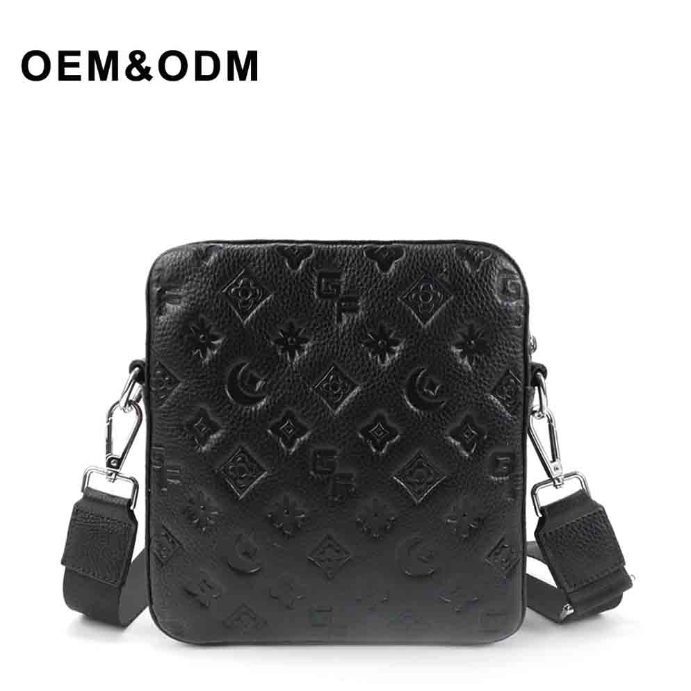 Black printed PU leather bag