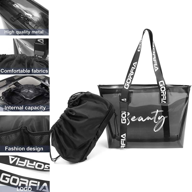 Black transparent fashion sports gym bag