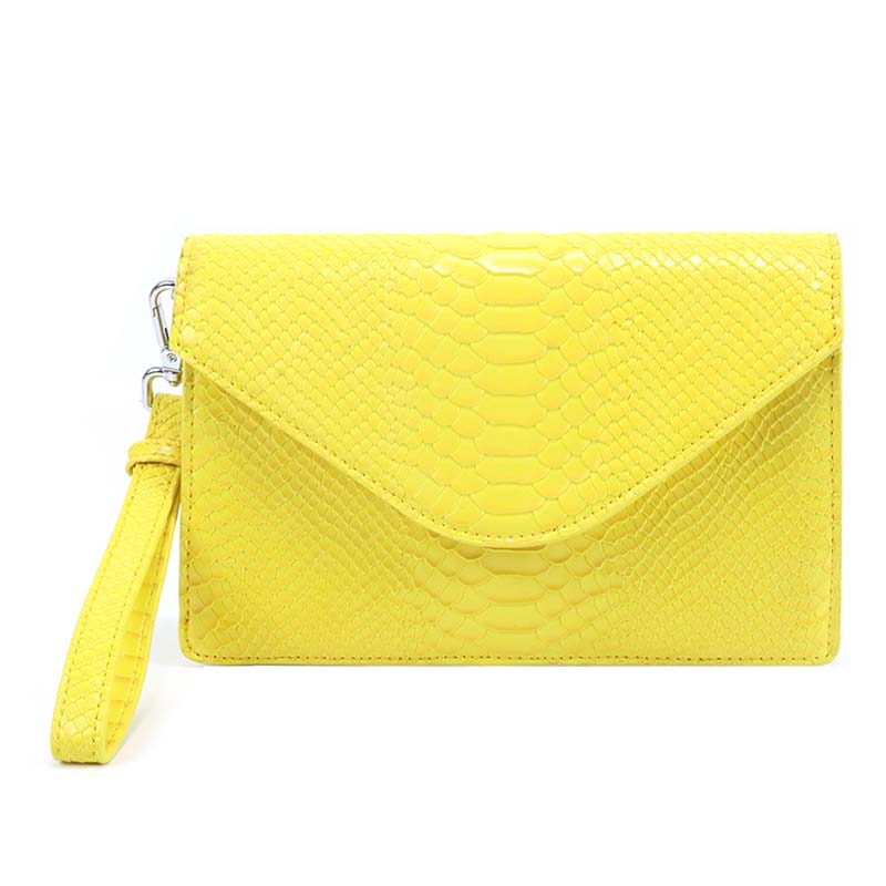 Snakeskin texture yellow crossbody bag