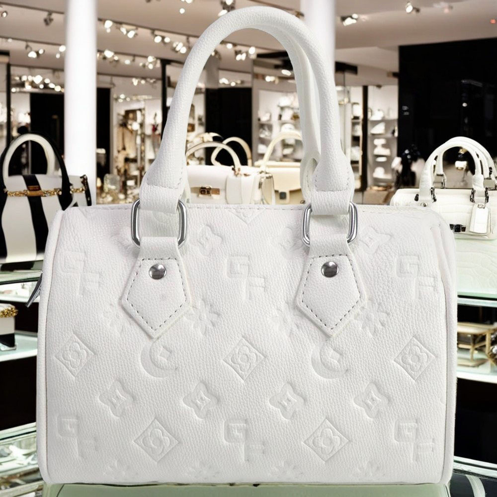 The Ultimate Mini Bag: Luxurious White Embossed Leather Handbag for Every Occasion