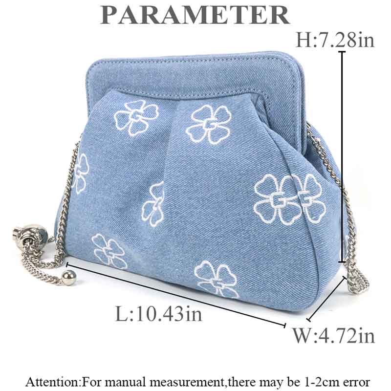 Women's embroidered denim canvas bag